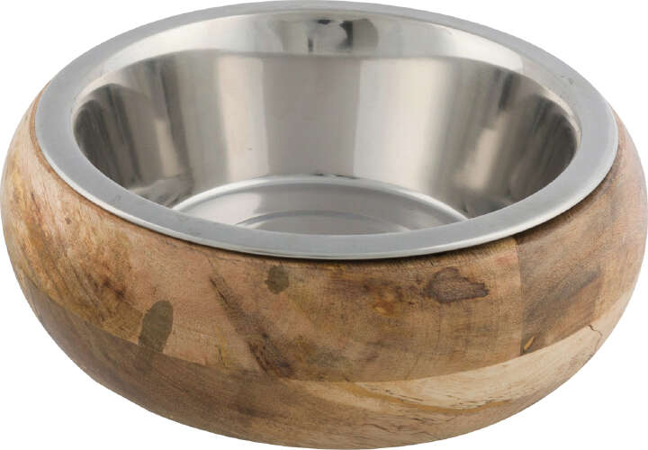 TRIXIE Edelstahl-Napf mit Holzhalter